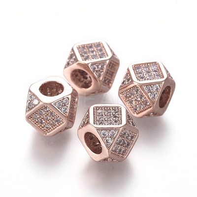 Brass Micro Pave Cubic Zirconia Beads ZIRC-L088-01B-RG-1