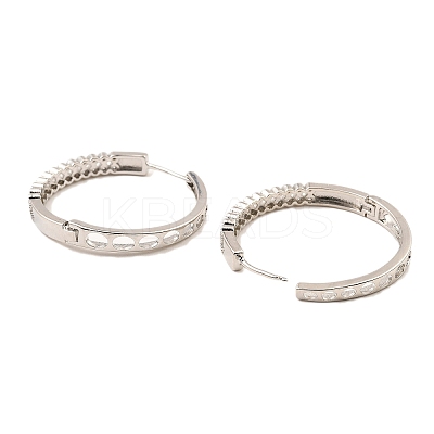 Brass Cubic Zirconia Hoop Earrings EJEW-D078-22P-1