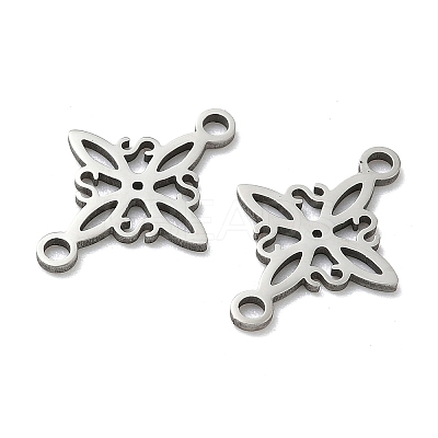 304 Stainless Steel Rhombus Flower Connector Charms STAS-G361-04P-1