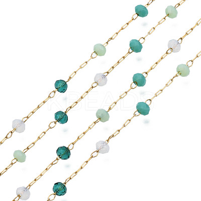 Glass Faceted Round Beaded Chains CHS-N003-07-1