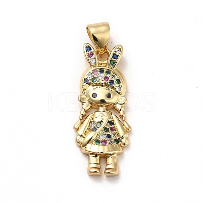Brass Micro Pave Cubic Zirconia Pendants KK-H433-14B-G-1