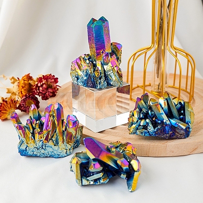 Electroplated Natural Druzy Quartz Crystal Cluster Ornaments PW-WG24416-05-1