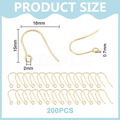 200Pcs 304 Stainless Steel Earring Hooks STAS-UN0058-59G-1