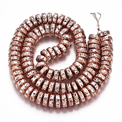 Electroplated Natural Lava Rock Beads Strands G-T114-67RG-1