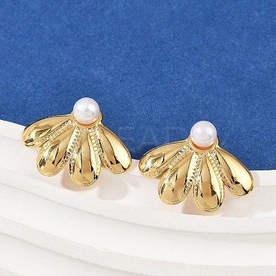 304 Stainless Steel ABS Plastic Pearl Stud Earrings STAS-D368-01D-G-1