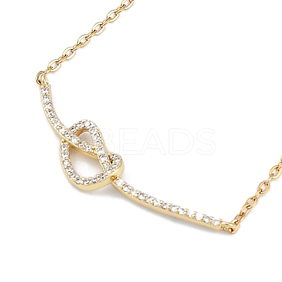 Rack Plating Brass Micro Pave Clear Cubic Zirconia Heart Pendant Cable Chain Necklaces NJEW-P317-08G-1