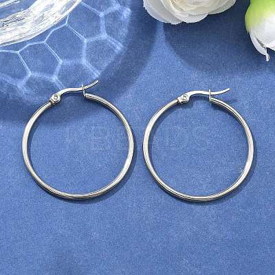 Tarnish Resistant 304 Stainless Steel Hoop Earrings X-EJEW-F105-08P-1