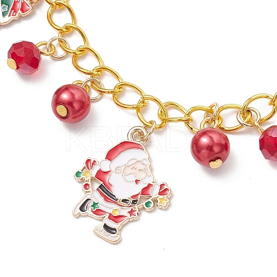 Christmas Alloy Enamel Charm Bracelets BJEW-JB12076-02-1