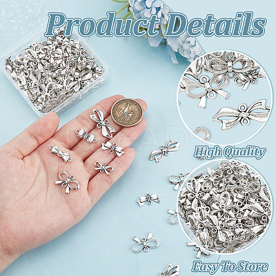 120Pcs 6 Styles Tibetan Style Alloy Connector Charms FIND-HY0004-17-1