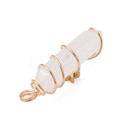 2Pcs 2 Styles Natural Quartz Crystal Double Terminated Pointed Pendants PALLOY-JF03122-05-1