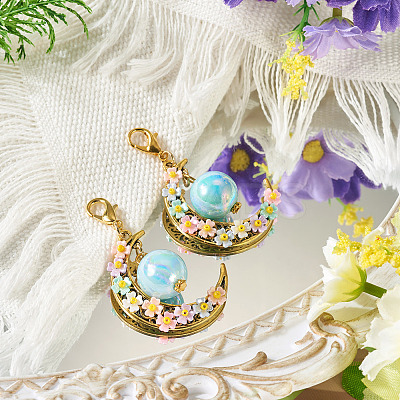 2Pcs Acrylic & Resin Imitation Pearl & Alloy Pendant Decorations HJEW-TAC0114-1