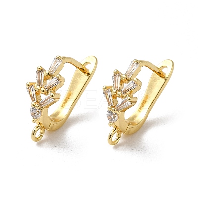 Flower Shape Rack Plating Brass Micro Pave Cubic Zirconia Hoop Earrings Finding KK-E084-47G-1
