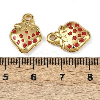Strawberry 304 Stainless Steel Enamel Pendants STAS-L290-21A-G-1