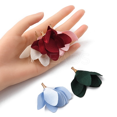 10Pcs 5 Colors Silk Flower Big Pendants IFIN-YW0001-74-1