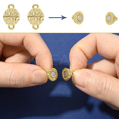 10 Bags Alloy Rhinestone Magnetic Clasps RB-FS0001-08G-1
