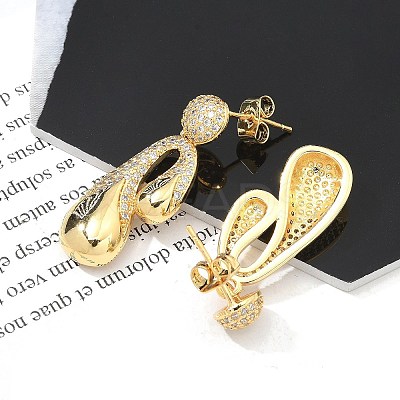 Rack Plating Brass Micro Pave Clear Cubic Zirconia Stud Earrings for Women EJEW-C125-21D-G-1