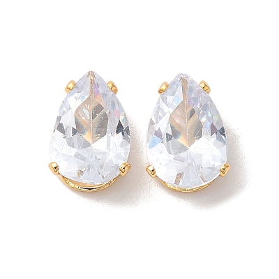Brass Clear Cubic Zirconia Cabochons LS-STAS-M294-30D-1