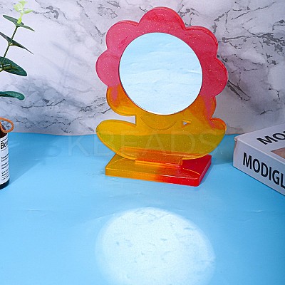 DIY Flower Shape Desk Mirror Frame Silicone Molds DIY-E043-01-1