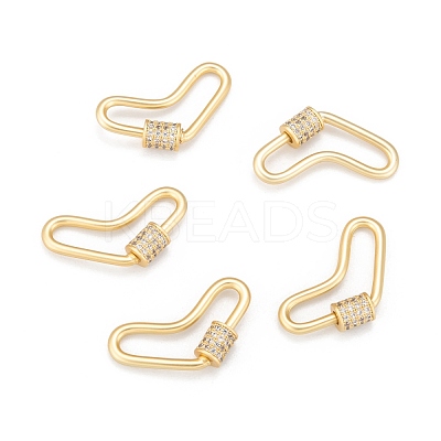 Brass Micro Pave Cubic Zirconia Screw Carabiner Lock Charms ZIRC-G160-60G-1