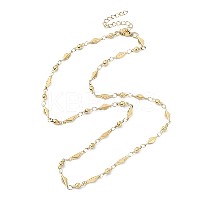 Ion Plating(IP) 304 Stainless Steel Rhombus Link Chain Necklaces for Women NJEW-D052-01G-1