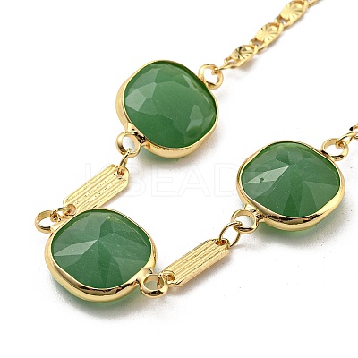 Faceted Square Glass Beaded Bib Neckalces NJEW-R263-12G-1