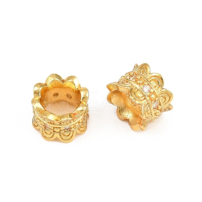 Brass Micro Pave Clear Cubic Zirconia European Beads CU-CBA6A75-17G-1