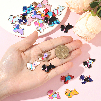 24Pcs 12 Colors Zinc Alloy Enamel Pendants ENAM-SC0007-28-1