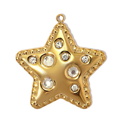 304 Stainless Steel with Crystal Rhinestone Pendants RB-OY001-24G-1
