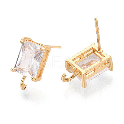 Brass with Cubic Zirconia Stud Earring Findings LS-KK-Q789-14G-1