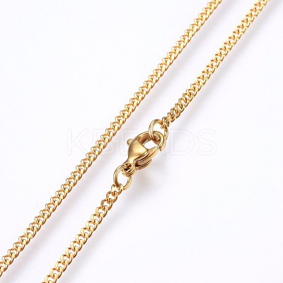 304 Stainless Steel Curb Chain Necklaces MAK-L015-32E-1