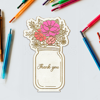 Mother's Day Wood Flower Bouquet Greeting Card AJEW-WH0441-006-1