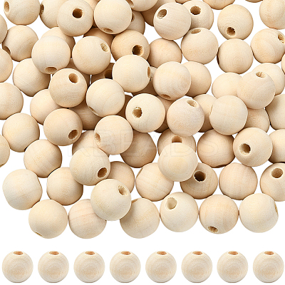 Natural Unfinished Wood Beads WOOD-SP0001-62F-1