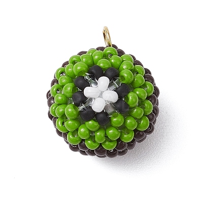 Beaded Kiwi Fruit Charms PALLOY-MZ00436-1