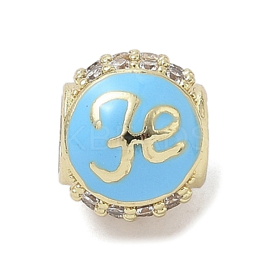 Real 18K Gold Plated Brass Micro Pave Cubic Zirconia Barrel European Beads KK-K368-19G-1
