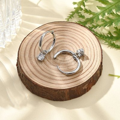 304 Stainless Steel Micro Pave Cubic Zirconia Hoop Earrings STAS-R004-02P-02-1