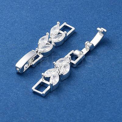 Brass Fold Over Clasps ZIRC-WH0009-02S-1