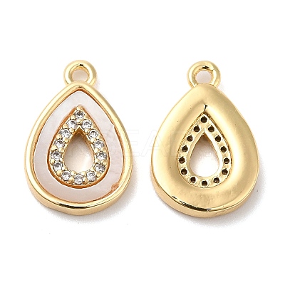 Brass Micro Pave Cubic Zirconia Charms KK-B074-17G-1