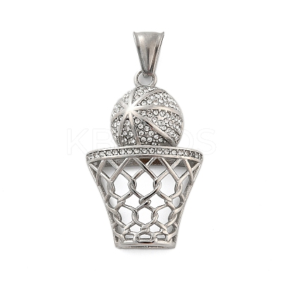 304 Stainless Steel Rhinestone Pendants STAS-G346-54P-1