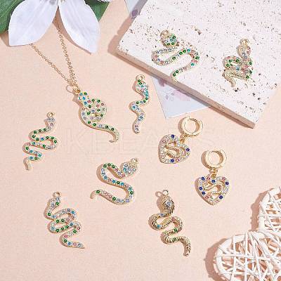 16 Pieces Alloy Snake Charms Pendant Cubic Zirconia Snake Charm Animal Pendant Mixed Color for Jewelry Necklace Earring Making Crafts JX732A-1