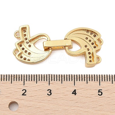 Brass Micro Pave Clear Cubic Zirconia Fold Over Clasps KK-C075-08G-1