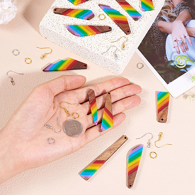 Resin & Walnut Pendants DIY Dangle Earrings Making Kits DIY-TA0011-03B-1