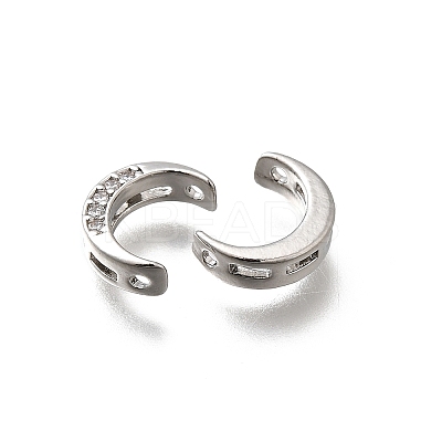 Brass Micro Pave Clear Cubic Zirconia Links Connector Charms KK-K378-66P-1
