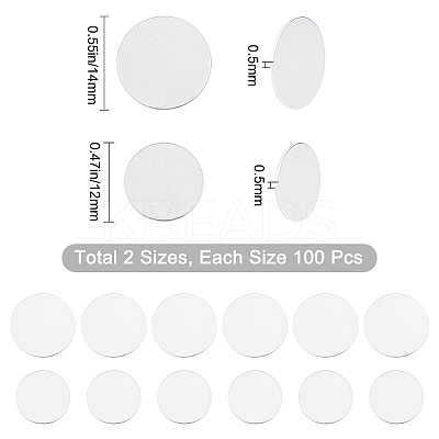 200Pcs 2 Style 316 Surgical Stainless Steel Cabochons STAS-SC0003-29-1