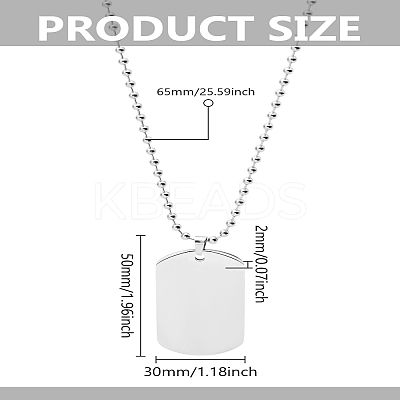 1Pc Stainless Steel Blank Military Dog Tag Pendant Necklaces NJEW-LP0001-05-1