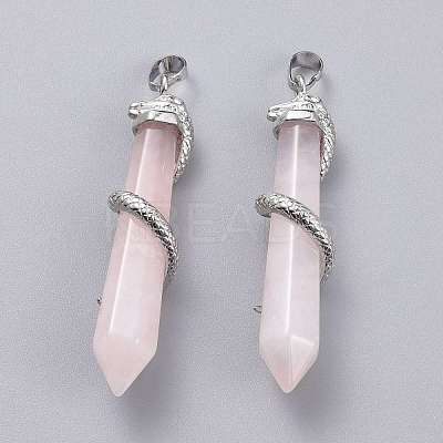 Natural Rose Quartz Big Pointed Pendants G-F696-B13-1