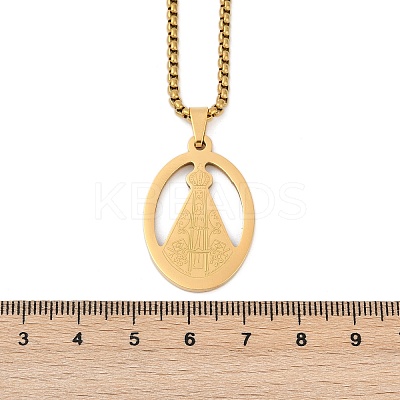 201 Stainless Steel Nossa Senhora Aparecida Virgin Mary Pendant Necklaces for Women NJEW-K283-01G-1