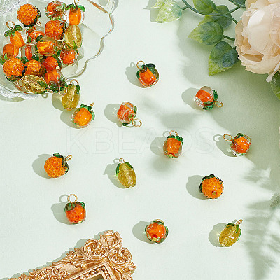 30Pcs 5 Styles Glass & Lampwork Pendants PALLOY-AR00021-1