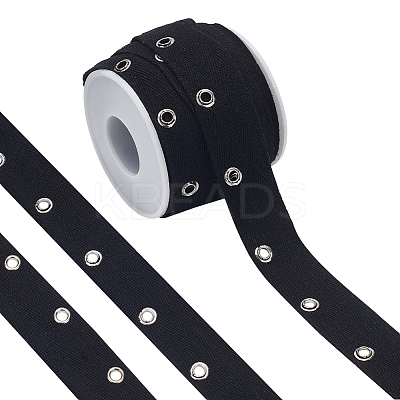 8 Yards Cotton Twill Tape Ribbons with Stainless Steel Eyelets OCOR-BC0006-43A-1