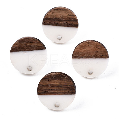 Opaque Resin & Walnut Wood Stud Earring Findings MAK-N032-008A-B06-1