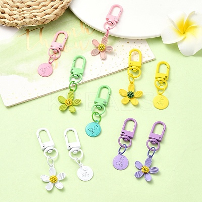 Spray Painted Alloy Pendant Decorations HJEW-YW00024-01-1